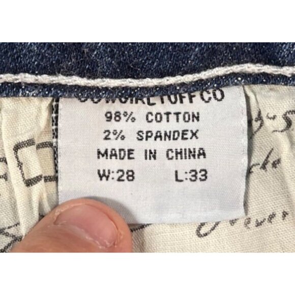 Cowgirl Tuff Womens Jeans Size 28x33 Raw Bottom Bootcut Medium Wash - Picture 13 of 14